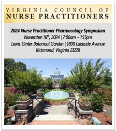 Virginia Council of Nurse Practitioners - Pharmacology Summit Banner