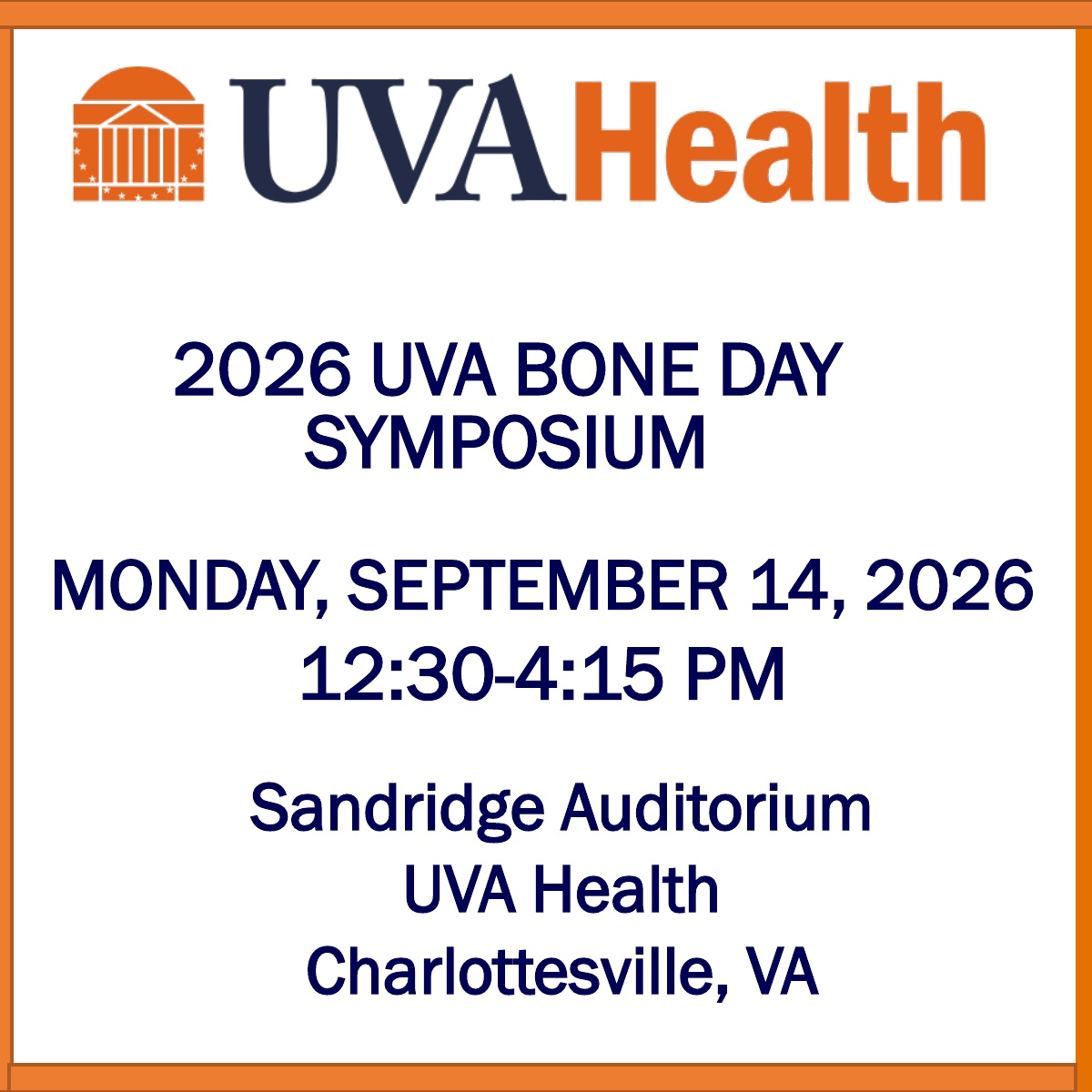 2026 UVA Bone Day Symposium Banner